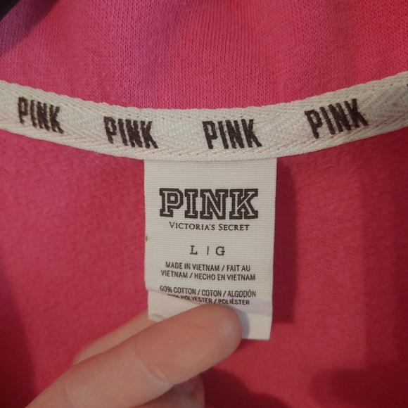Quarter zip Pink hoodie. - Picture 3 of 5